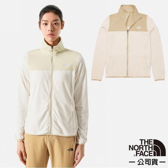 【The North Face】女 新款 Polartec 立領抗污抗臭保暖抓絨外套.夾克/81SR-4U0 黃金白✿30E010